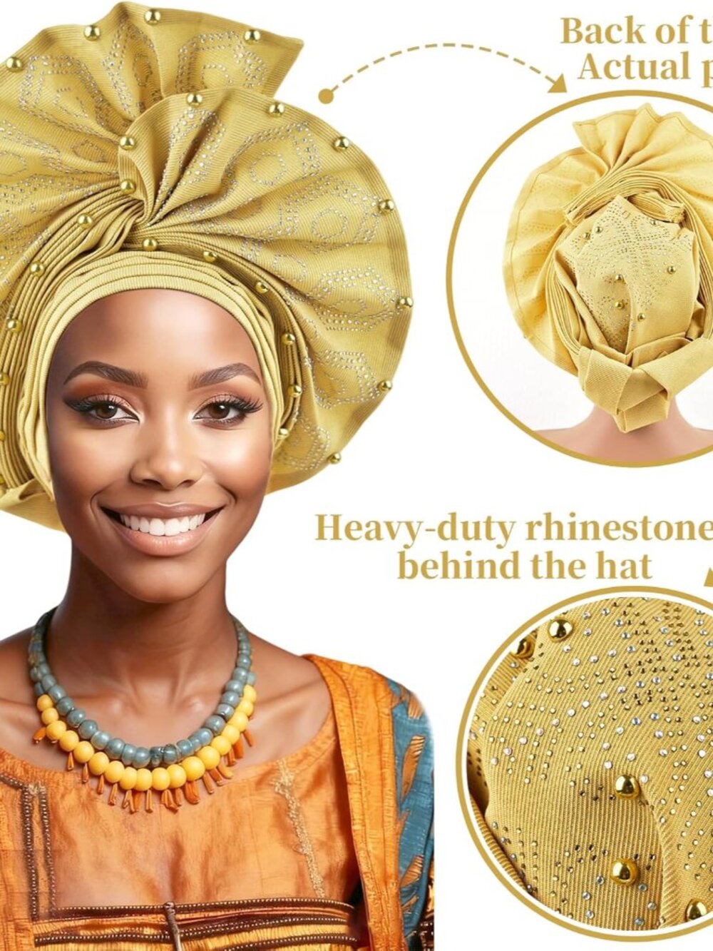 African gele head wrap for women Nigerian Headwear,auto gele Nigerian Headwear,t - Picture 3 of 7